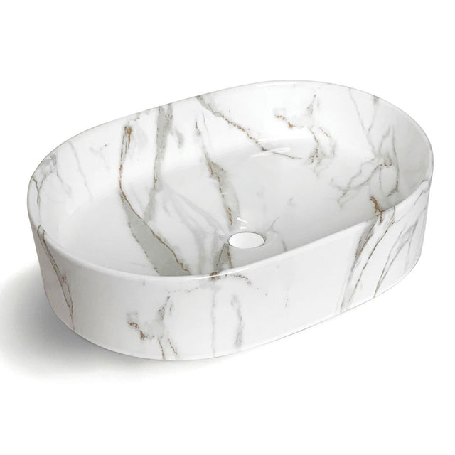 Quay Oval 500x330x120 Gloss Carrara Basin