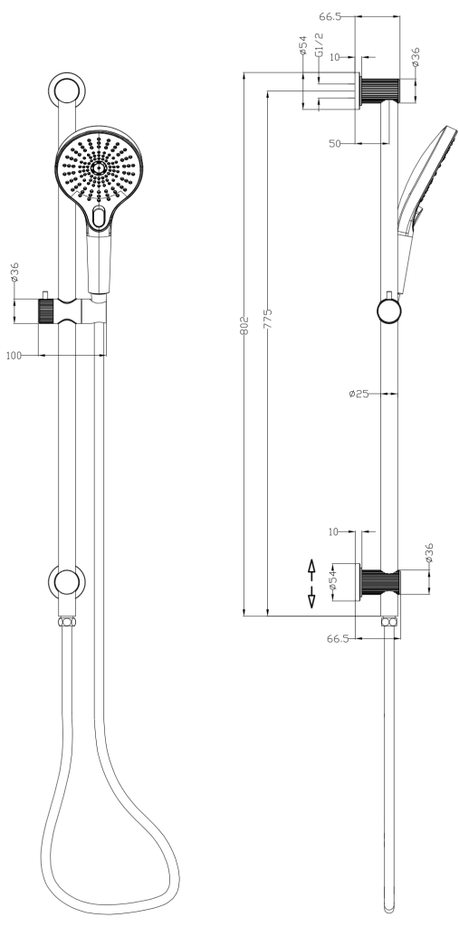 Mica Shower Rail – Inbuilt Inlet