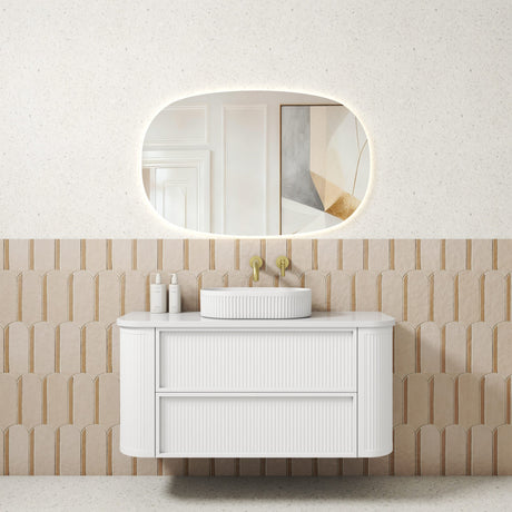 RAMEE Fluted Wall Hung Curve Vanity Matte White