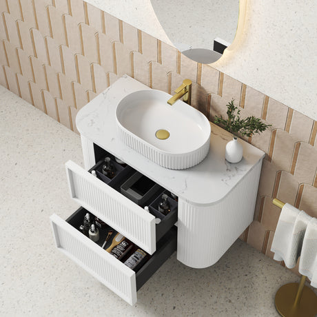 RAMEE Fluted Wall Hung Curve Vanity Matte White