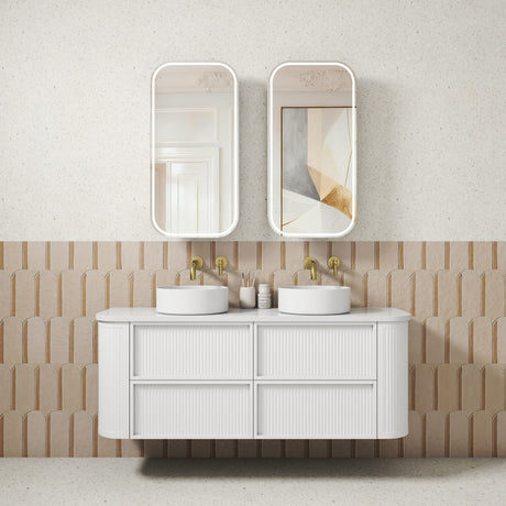 RAMEE Fluted Wall Hung Curve Vanity Matte White
