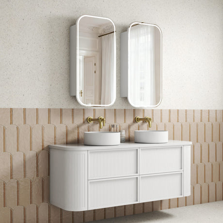 RAMEE Fluted Wall Hung Curve Vanity Matte White