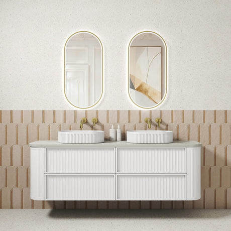 RAMEE Fluted Wall Hung Curve Vanity Matte White