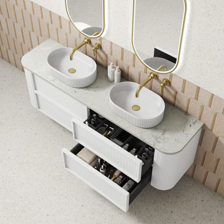 RAMEE Fluted Wall Hung Curve Vanity Matte White