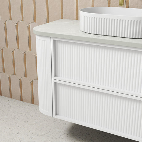 RAMEE Fluted Wall Hung Curve Vanity Matte White