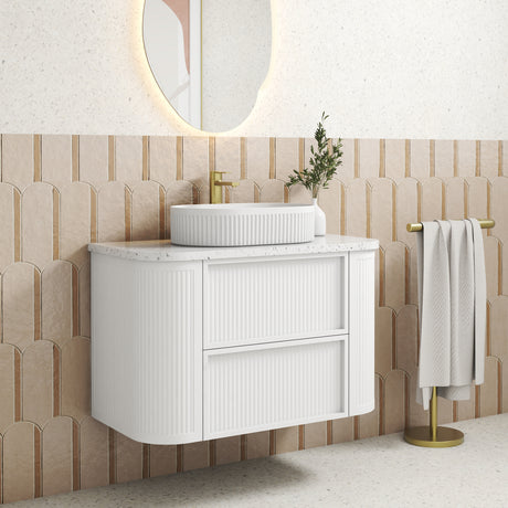 RAMEE Fluted Wall Hung Curve Vanity Matte White