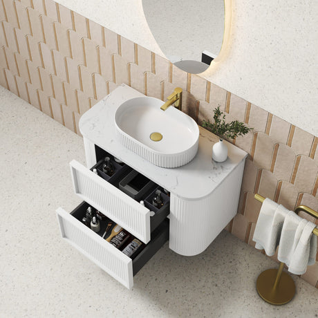RAMEE Fluted Wall Hung Curve Vanity Matte White