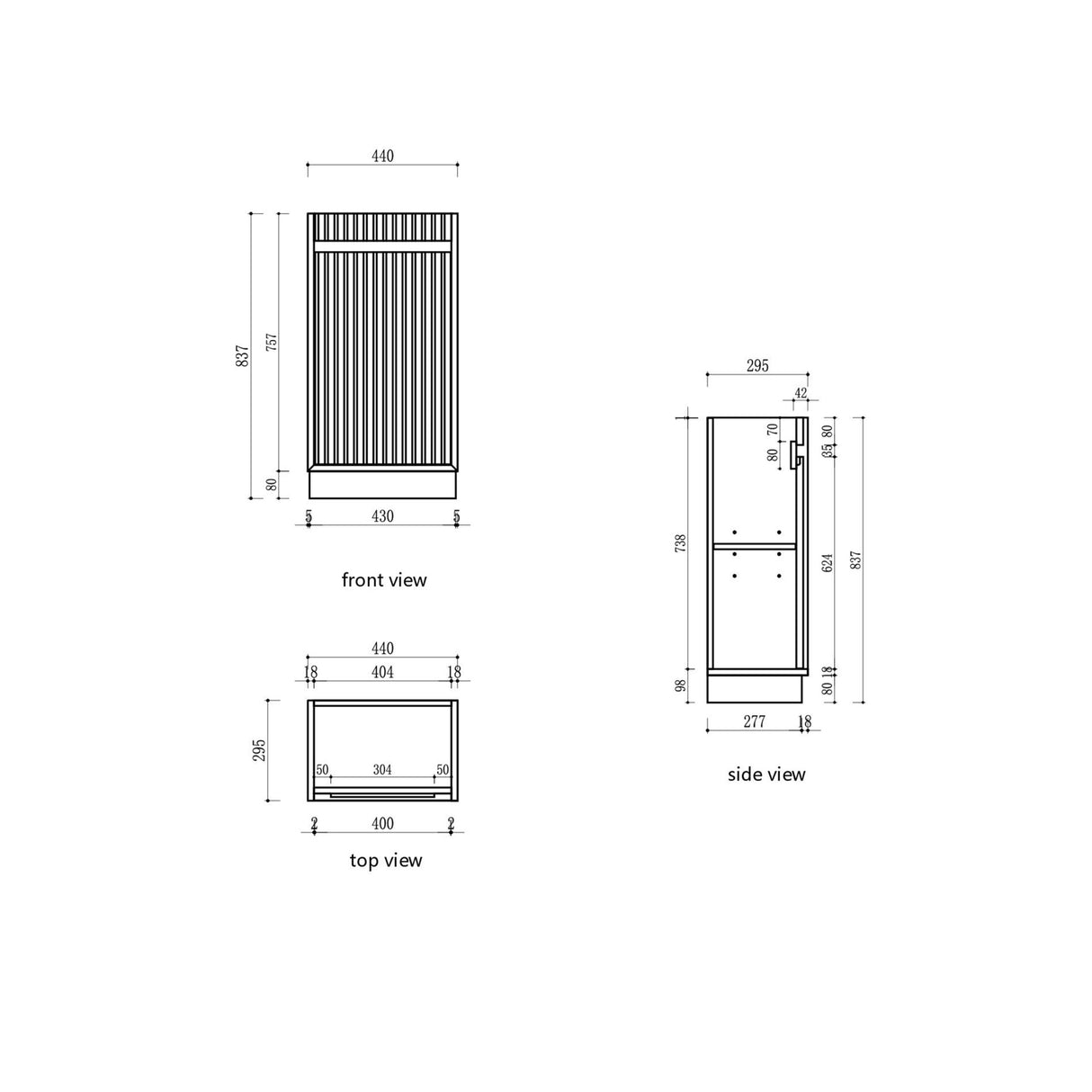 RAVIA Mini Fluted Floor Standing Cabinet 