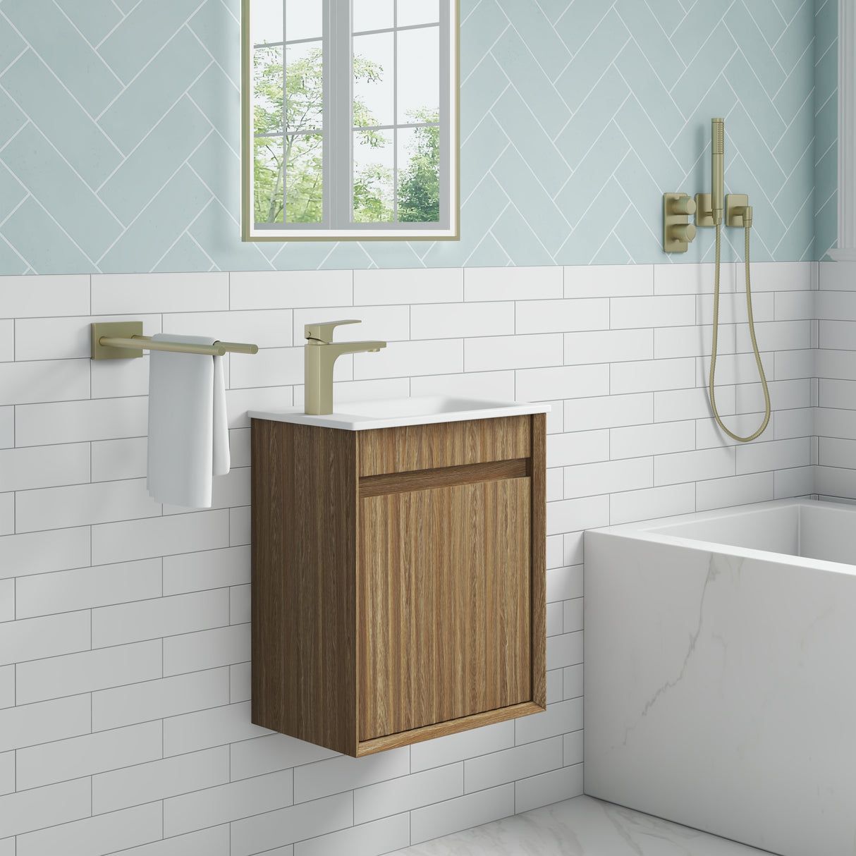 RAVIA Mini Fluted Wall Hung Cabinet (Harvest Oak)