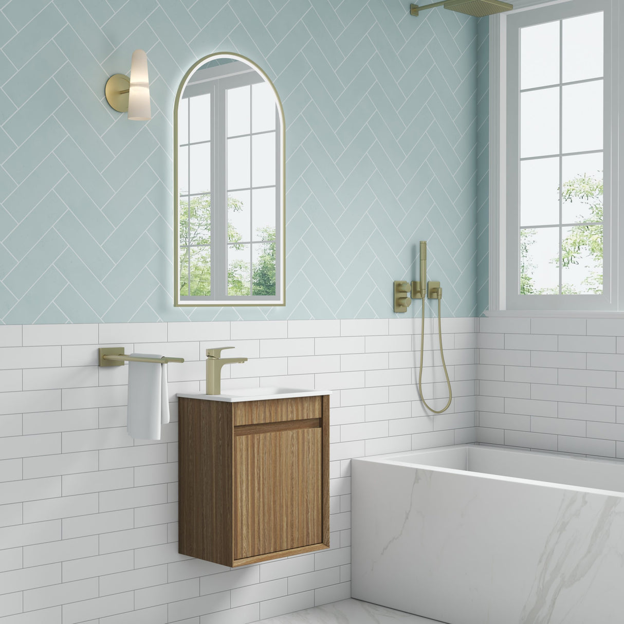 RAVIA Mini Fluted Wall Hung Cabinet (Harvest Oak)