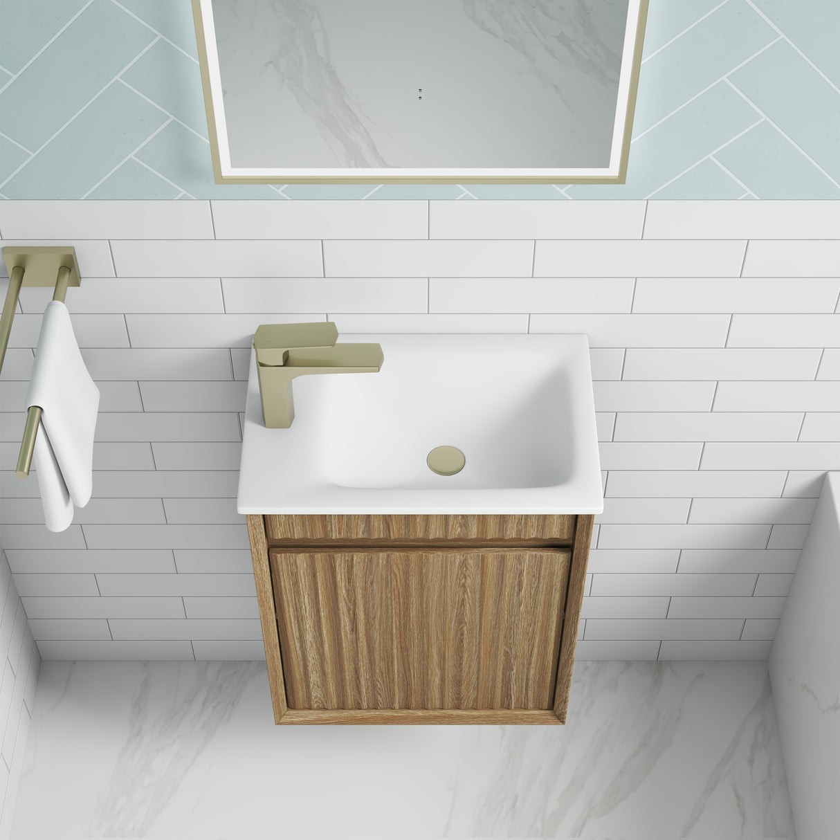 RAVIA Mini Fluted Wall Hung Cabinet (Harvest Oak)