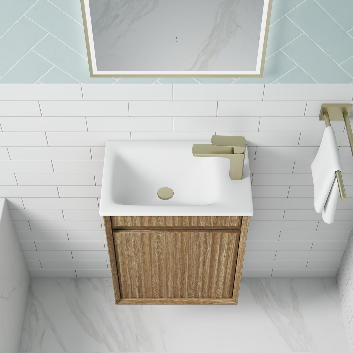 RAVIA Mini Fluted Wall Hung Cabinet (Harvest Oak)