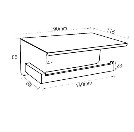 RECXIS Paper Holder with Phone Shelf - Black Technical Drawing