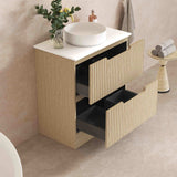 RHEA Fluted Floor Standing Vanity - Natural Oak (All Sizes)