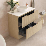 RHEA Fluted Floor Standing Vanity - Natural Oak (All Sizes)
