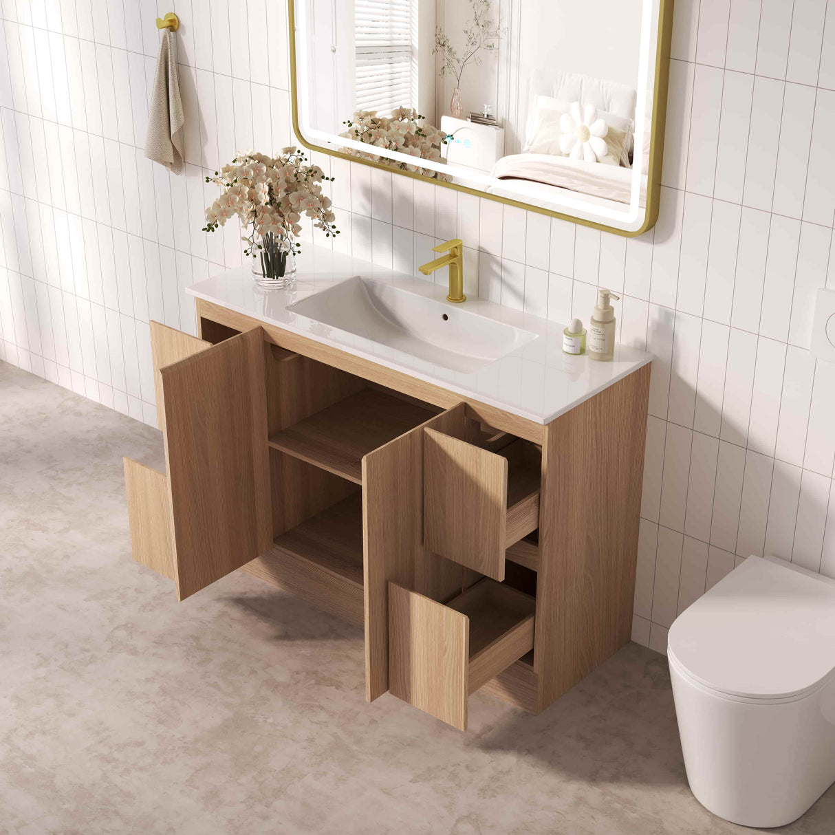 RITA Floor Standing Vanity - Elegant Oak 