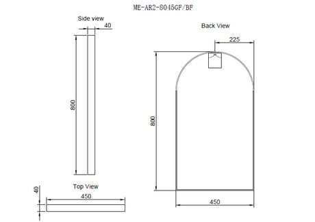 RIVA Arch Framed Mirror 450x800mm - Brushed Gold