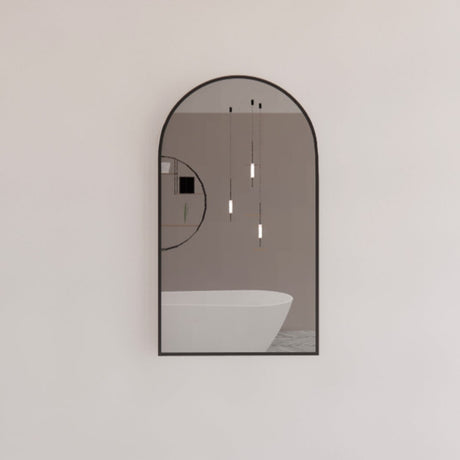 RIVA Arch Framed Mirror 450x800mm - Matte Black