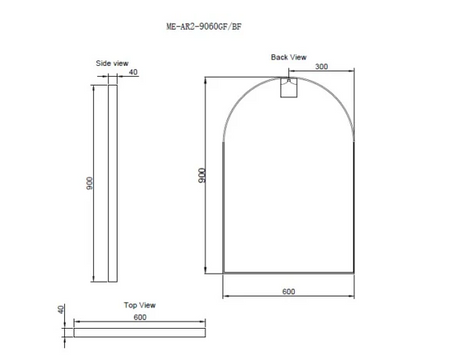 RIVA Arch Framed Mirror 900x600mm 