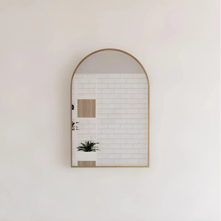 RIVA Brushed Gold Frame Arch Mirror (900x600mm)