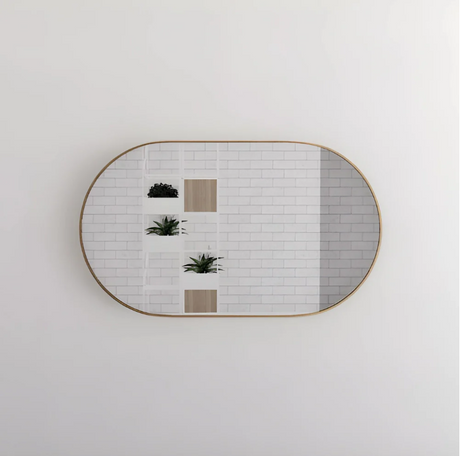 RIVA Brushed Gold Oval Framed Mirror 1200x700mm Wall Mounted