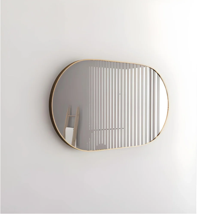 RIVA Brushed Gold Oval Framed Mirror 1200x700mm Wall Mounted