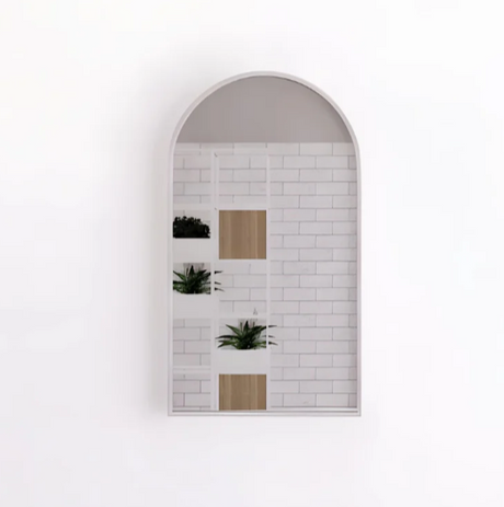 RIVA Brushed Nickel Frame Arch Mirror (800x450mm)