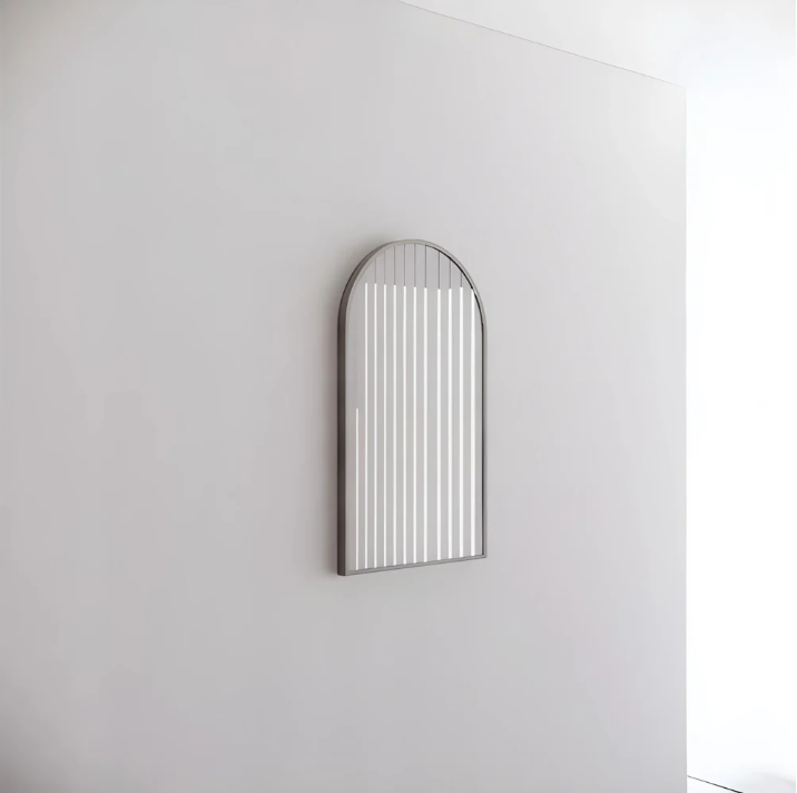 RIVA Brushed Nickel Frame Arch Mirror (800x450mm)