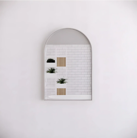 RIVA Brushed Nickel Frame Arch Mirror (900x600mm)