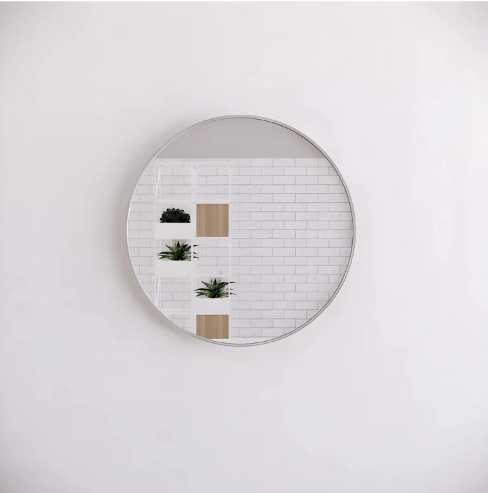 RIVA Brushed Nickel Frame Round Mirror (600/800mm)