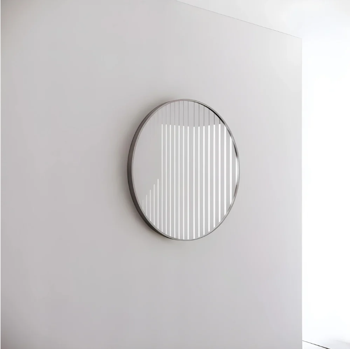 RIVA Brushed Nickel Frame Round Mirror (600/800mm)