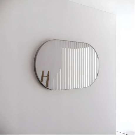 RIVA Brushed Nickel Oval Framed Mirror 1200x700mm Wall Mounted