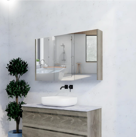 RIVA GENEVA FLAT Dark Oak Mirror Shaving Cabinet 1200mm