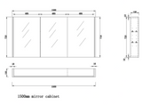 RIVA GENEVA FLAT Gloss/Matte White Mirror Shaving Cabinet 1500mm-drawing