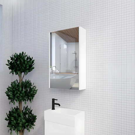 RIVA GENEVA FLAT Gloss/Matte White Mirror Shaving Cabinet 450mm