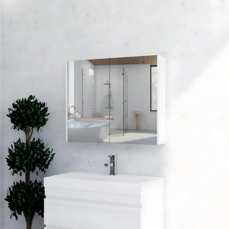 RIVA GENEVA FLAT Gloss/Matte White Mirror Shaving Cabinet 900mm
