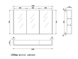 RIVA GENEVA FLAT Light Oak Mirror Shaving Cabinet 1200mm-drawing