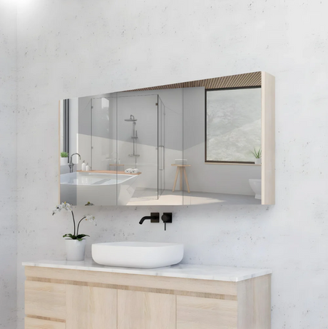 RIVA GENEVA FLAT Light Oak Mirror Shaving Cabinet 1500mm