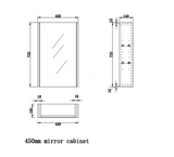 RIVA GENEVA FLAT Light Oak Mirror Shaving Cabinet 450mm-drawing