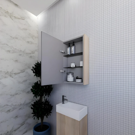 RIVA GENEVA FLAT Light Oak Mirror Shaving Cabinet 450mm