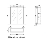 RIVA GENEVA FLUTED Matte White Mirror Shaving Cabinet 600mm