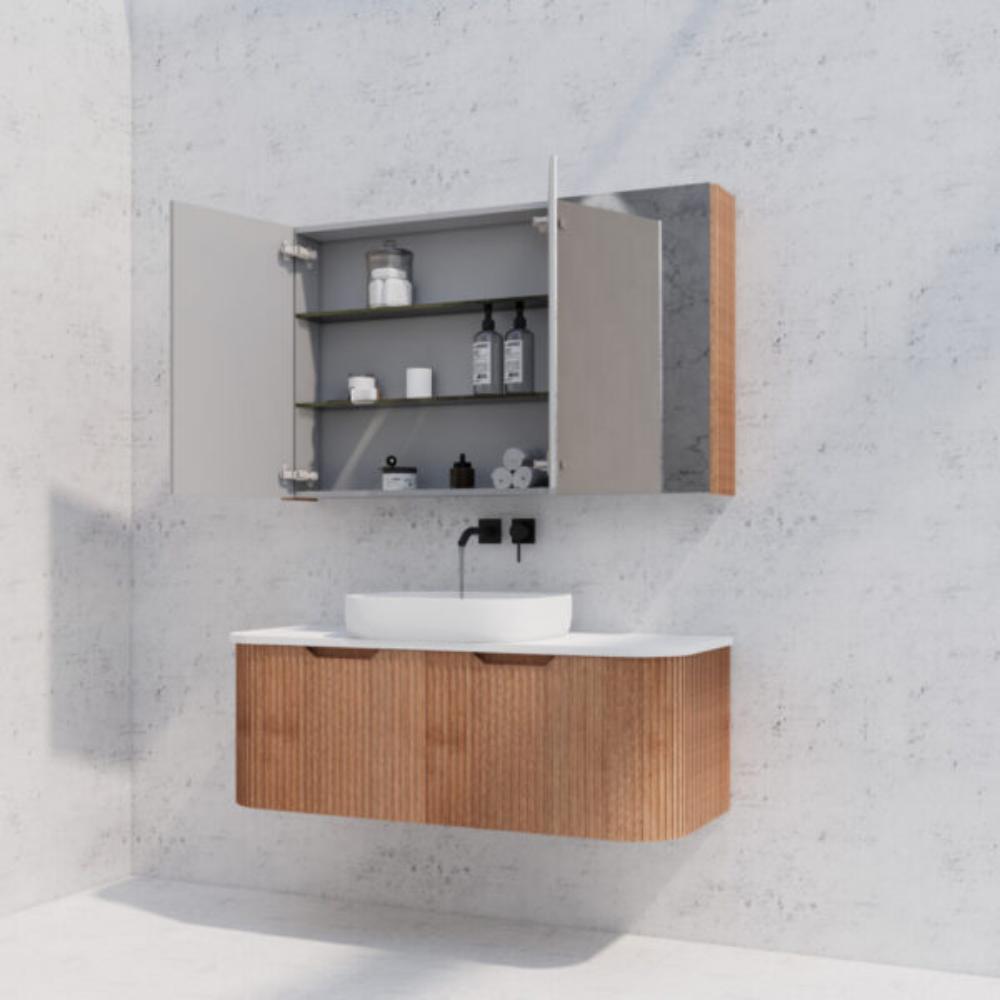 RIVA GENEVA FLUTED Solid Timber Mirror Shaving Cabinet 1200mm