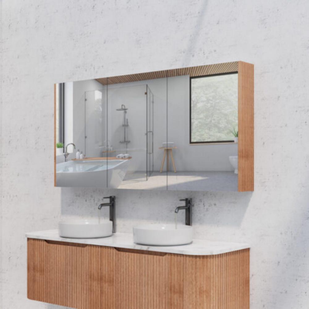 RIVA GENEVA FLUTED Solid Timber Mirror Shaving Cabinet 1500mm