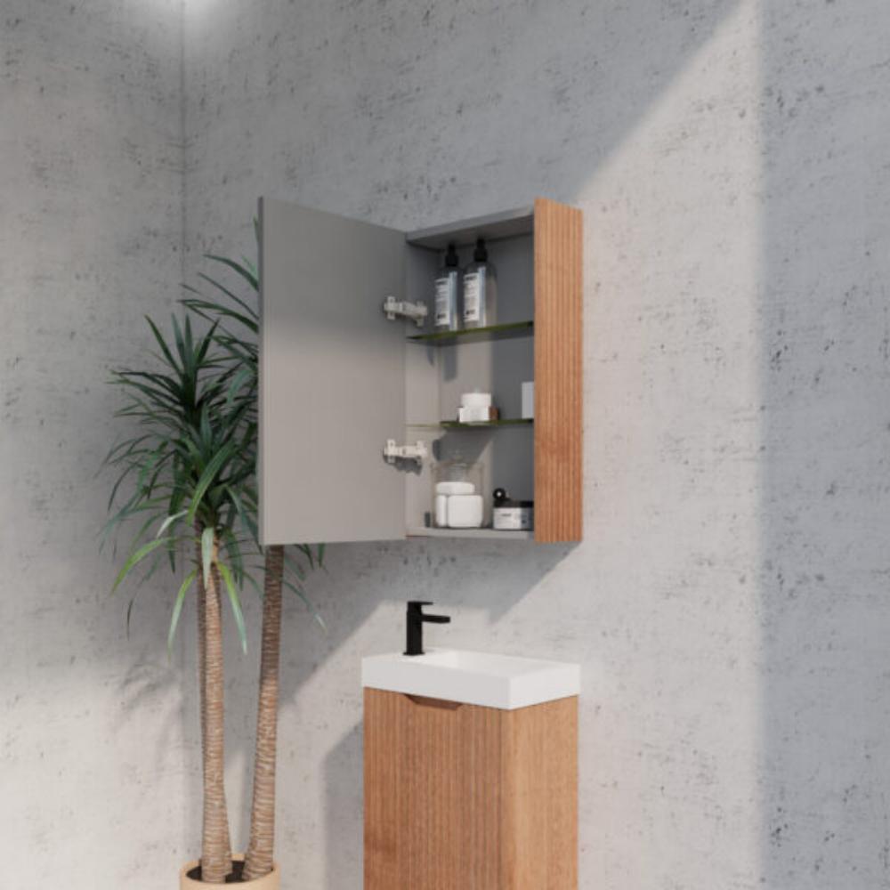 RIVA GENEVA FLUTED Solid Timber Mirror Shaving Cabinet 450mm