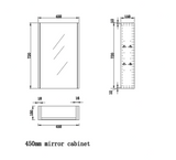 RIVA GENEVA FLUTED Solid Timber Mirror Shaving Cabinet 450mm-drawing