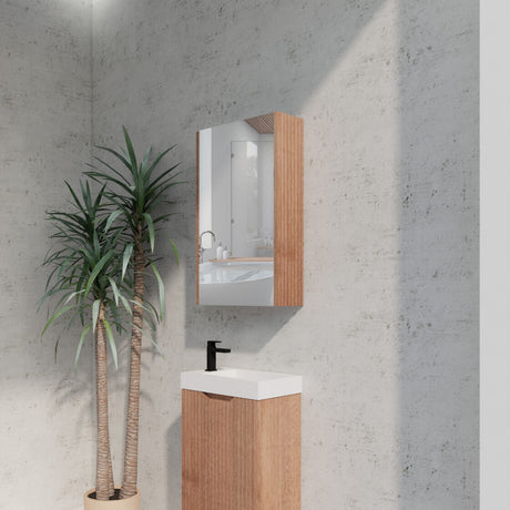 RIVA GENEVA FLUTED Solid Timber Mirror Shaving Cabinet 450mm