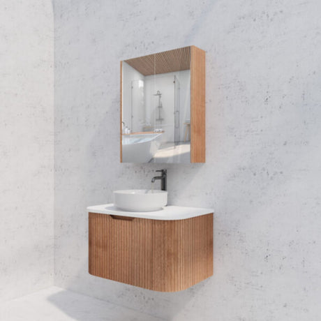RIVA GENEVA FLUTED Solid Timber Mirror Shaving Cabinet 600mm