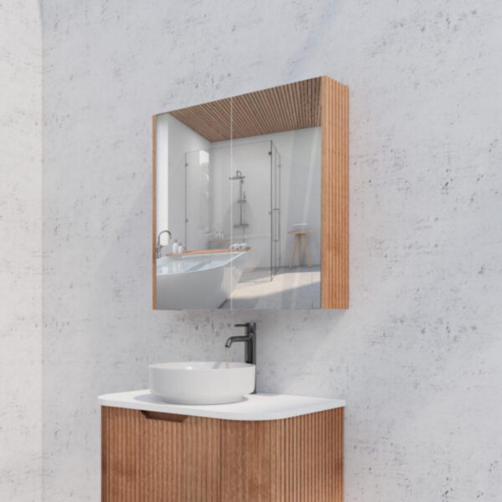 RIVA GENEVA FLUTED Solid Timber Mirror Shaving Cabinet 750mm
