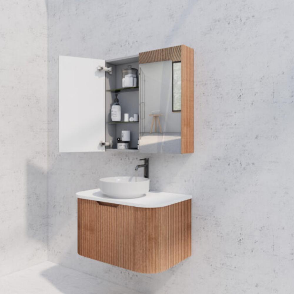 RIVA GENEVA FLUTED Solid Timber Mirror Shaving Cabinet 750mm