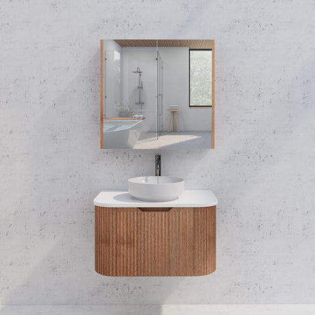RIVA GENEVA FLUTED Solid Timber Mirror Shaving Cabinet 750mm